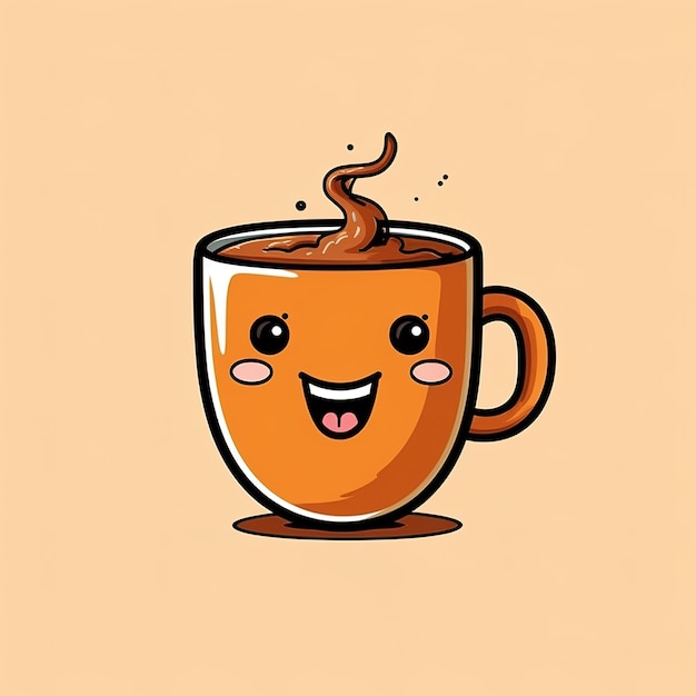 una taza de café linda en un estilo doodle