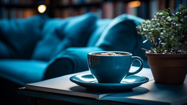 taza de café con malvaviscos en la mesa