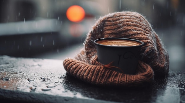 Una taza de café para mantenerte abrigado durante los paseos invernales