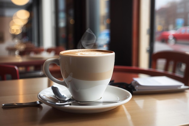 Taza de café en la mesa del café