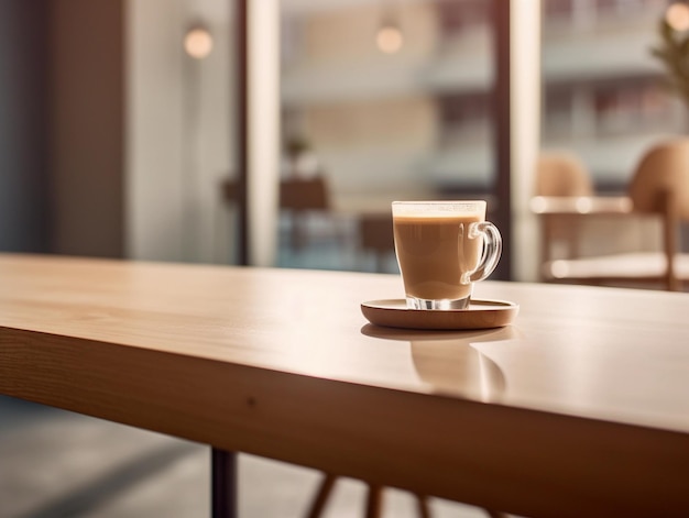 Foto taza de café en la mesa en la cafetería imágenes de estilo de efecto vintage