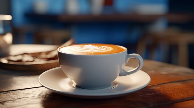 Taza de café en una mesa de madera