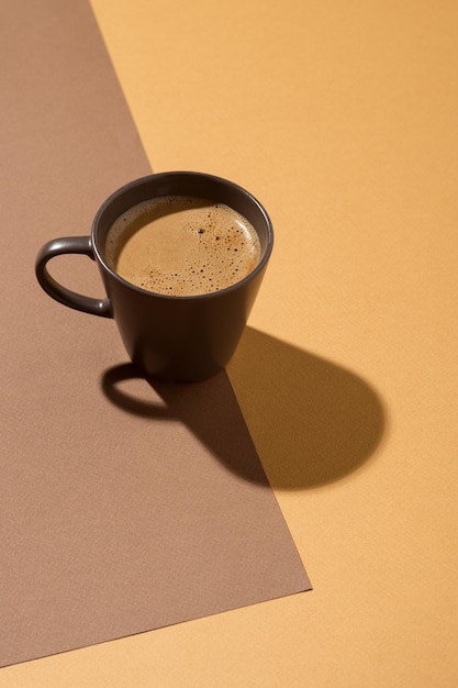 Una taza de café en la mesa Vista superior Copie el espacio de su textoxD