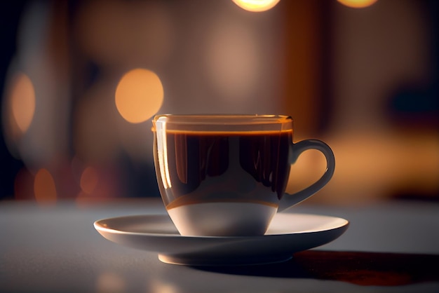 Taza de café negro caliente Ilustración AI generativa