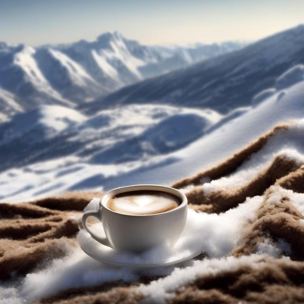 una taza de café en la nieve