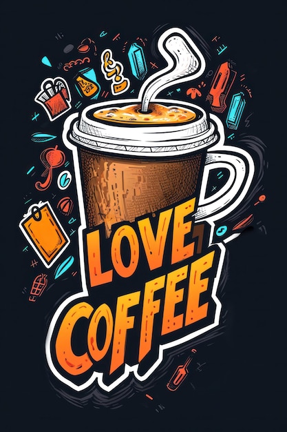 Foto una taza de café con las palabras amor café y un corazón ai