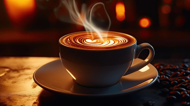 una taza de café con las palabras " latte " en ella