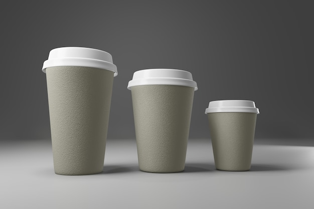 Taza de café de papel 3d render