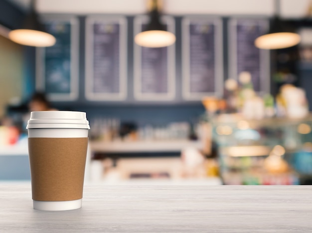 Taza de café de papel en blanco renderizado 3D