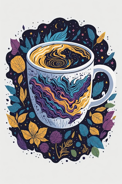 Taza de café con patrón abstracto
