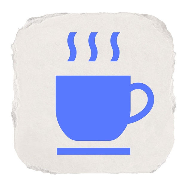 Taza de café pegatina de icono png diseño de papel rasgado en fondo transparente