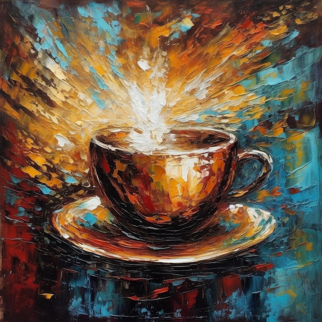 una taza de cafe pintura abstracta