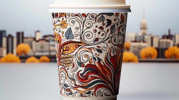 Foto taza de café de plástico de primera calidad con diseño impreso en ella