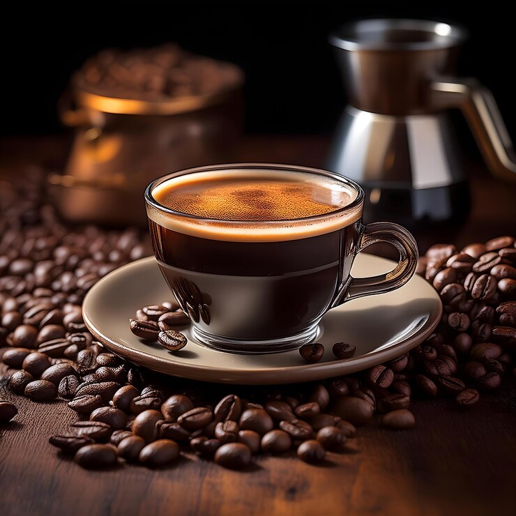 Una taza de café en un platillo