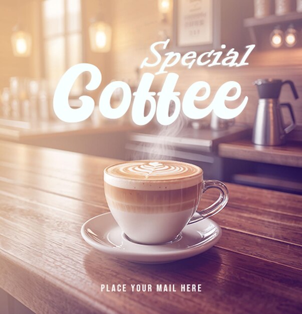 una taza de café que dice el mejor café sobre una taza o un folleto de café en las redes sociales, una publicación en Instagram