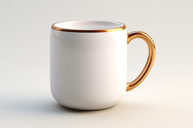 Taza de café renderizada en 3D sobre fondo blanco aislado