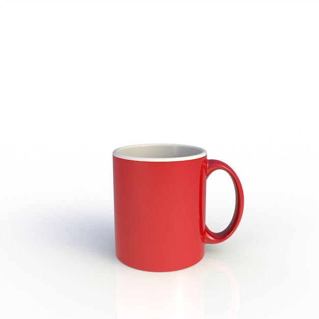 Taza de café rojo sobre blanco