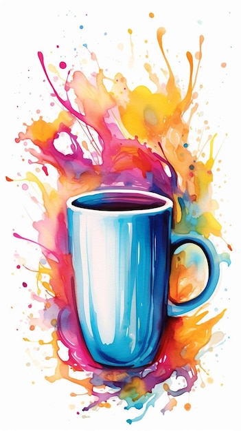 Foto una taza de café con un salto de pintura en ella