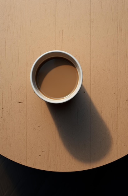 una taza de café sentada en una mesa