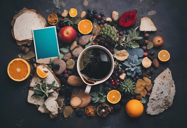 Foto una taza de café se sienta en una mesa con un libro en ella