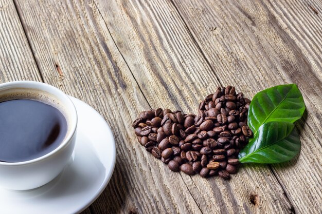 Taza de café con el símbolo del corazón