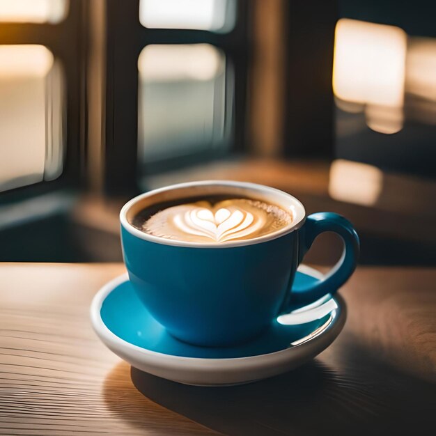 Taza de café sobre una mesa de madera en una cafetería desenfoque de fondo estilo vintage imagen de efecto una calma