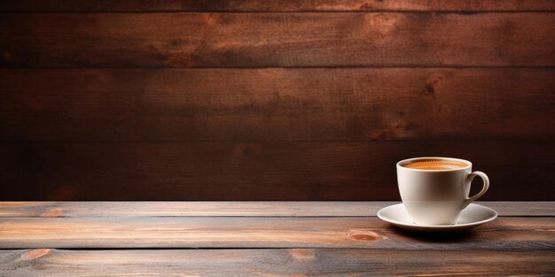 Foto taza de café sobre mesa de madera