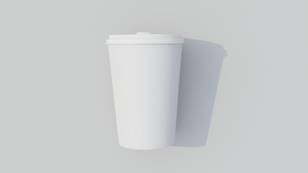 Taza de café en el suelo Maqueta de la imagen superior Vea renderizado en 3D