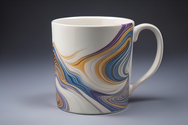 Foto taza de café taza de café hermosa y elegante en un fondo de color sólido ai generativo