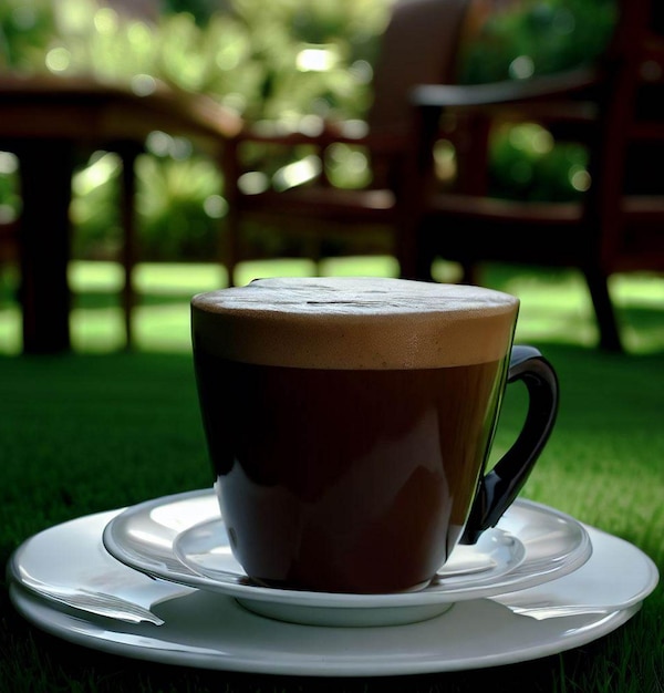 Taza de café turco de lujo y belleza En el jardín