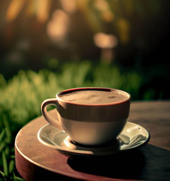 Taza de café turco de lujo y belleza En el jardín