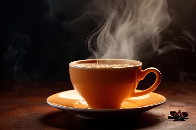 taza de café con vapor generativo Ai