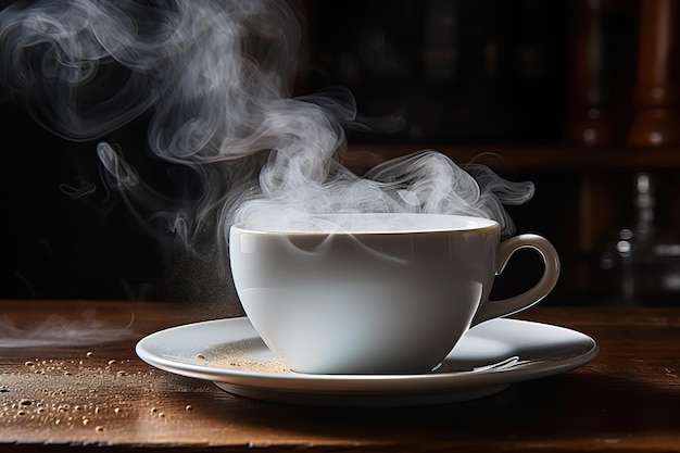 taza de café con vapor generativo Ai