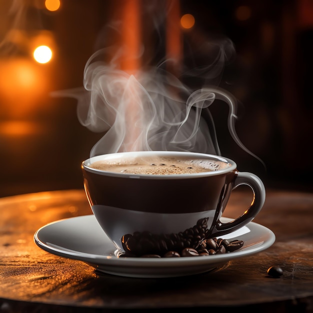 Foto una taza de café con vapor