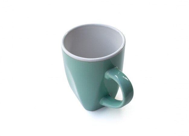 Taza de café verde con diseño simple