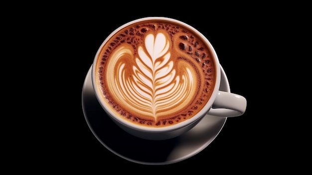 Taza de capuchino con hermoso arte de latte transparencia PNG IA generativa