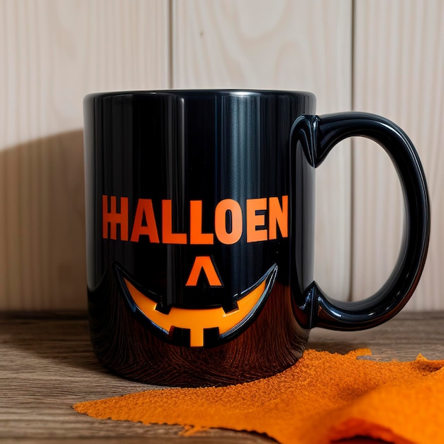 Taza con la cara de Jack aterrador fondo de Halloween fiesta de Halloween