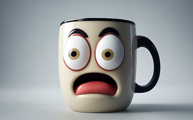 Taza con carita graciosa generada por ai