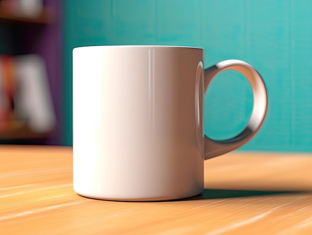 Taza de cerámica blanca en una mesa de madera IA generativa