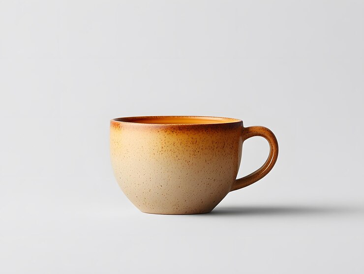 Una taza de cerámica en color marrón gradiente generada por la IA