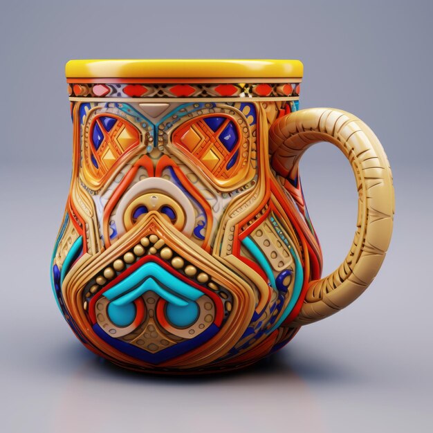 Taza de cerámica colorida con diseño artístico 3D realista