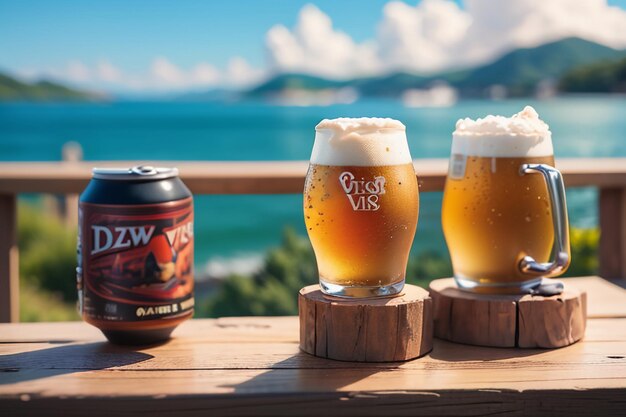 Foto taza de cerveza malta vino bebida de cerveza publicidad fondo papel tapiz creatividad de la cerveza representación maqueta