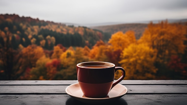 Taza de chocolate caliente en invierno generada por IA