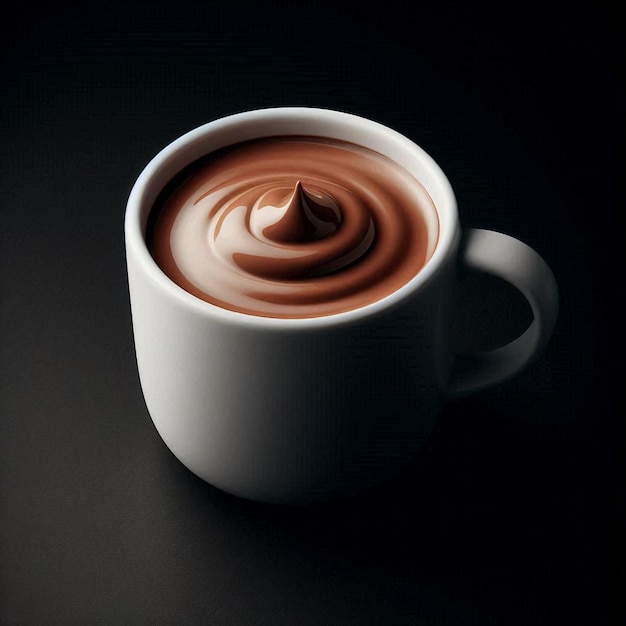 Foto una taza de chocolate con un remolino de chocolate en el lado