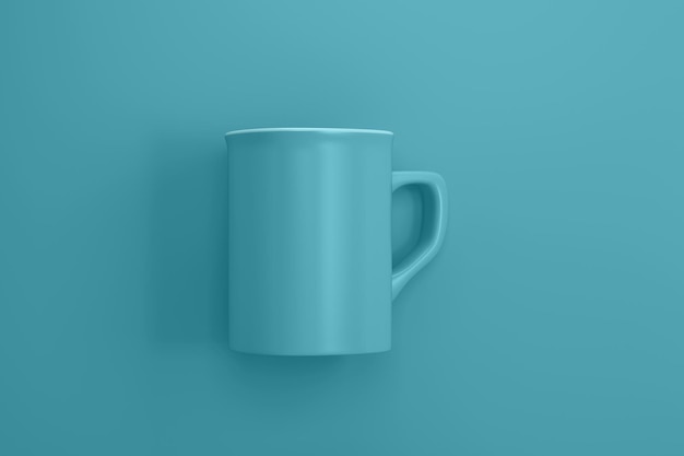 Foto taza de color menta para maqueta toma de ángulo superior con fondo blanco