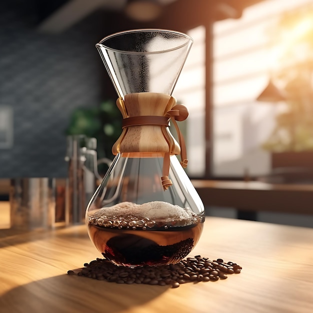 Taza de Café-Methode für die Infusion von Granos des Cafés und einer entspannenden Kapuziner-Chemex-Caliente-Fonds