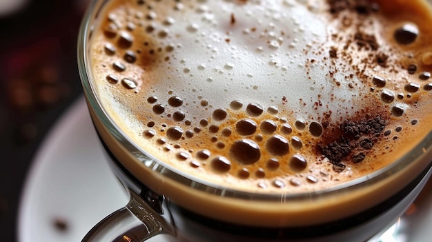 Taza de espresso sobre un hermoso fondo de café El proceso de hacer café