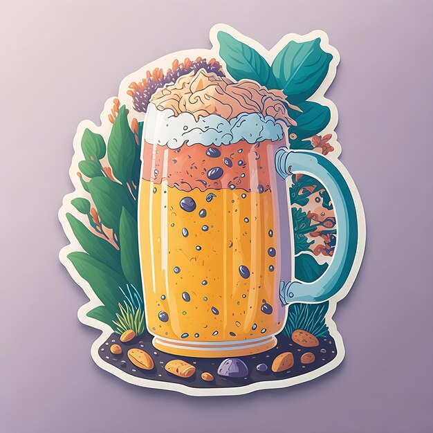 Una taza de foto de pegatina de cerveza generada por Ai