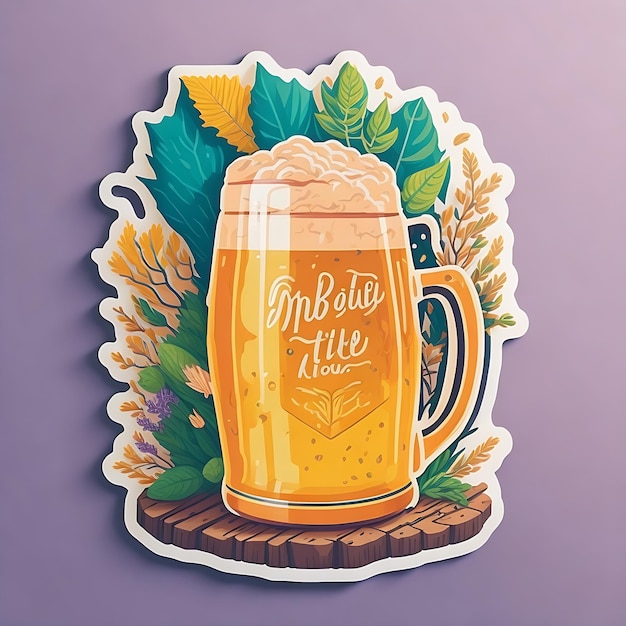 Una taza de foto de pegatina de cerveza generada por Ai