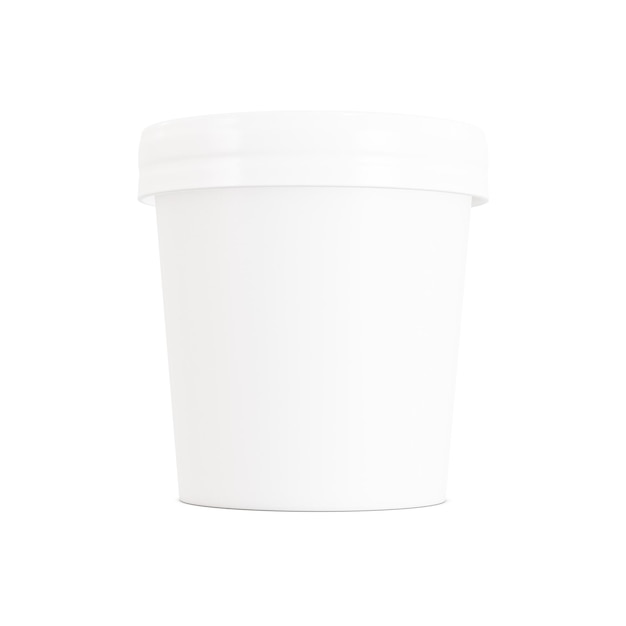 una taza de helado en blanco aislada sobre un fondo blanco